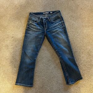 BKE Women's Dark Blue Washed Cropped Jeans